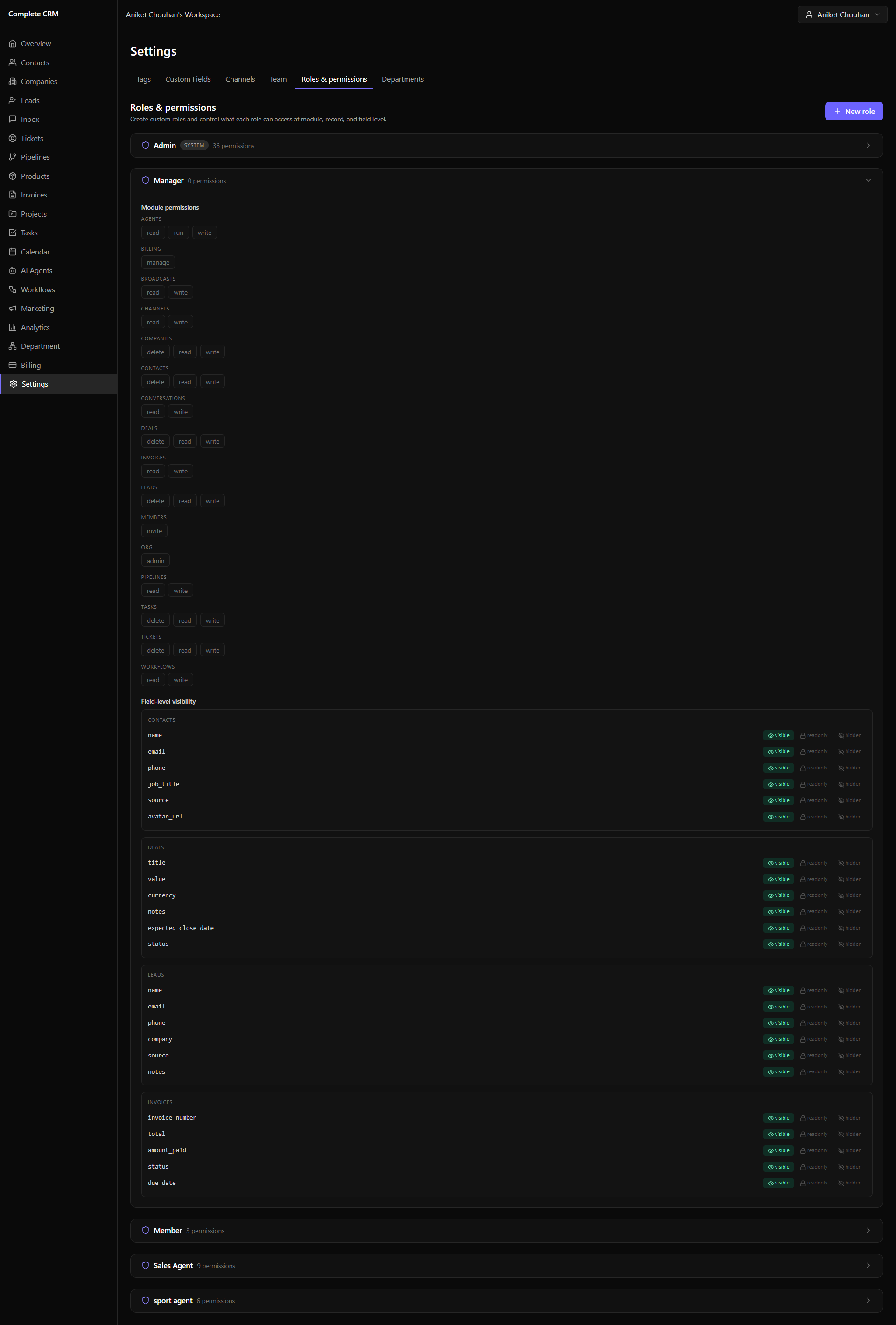 Settings page 10